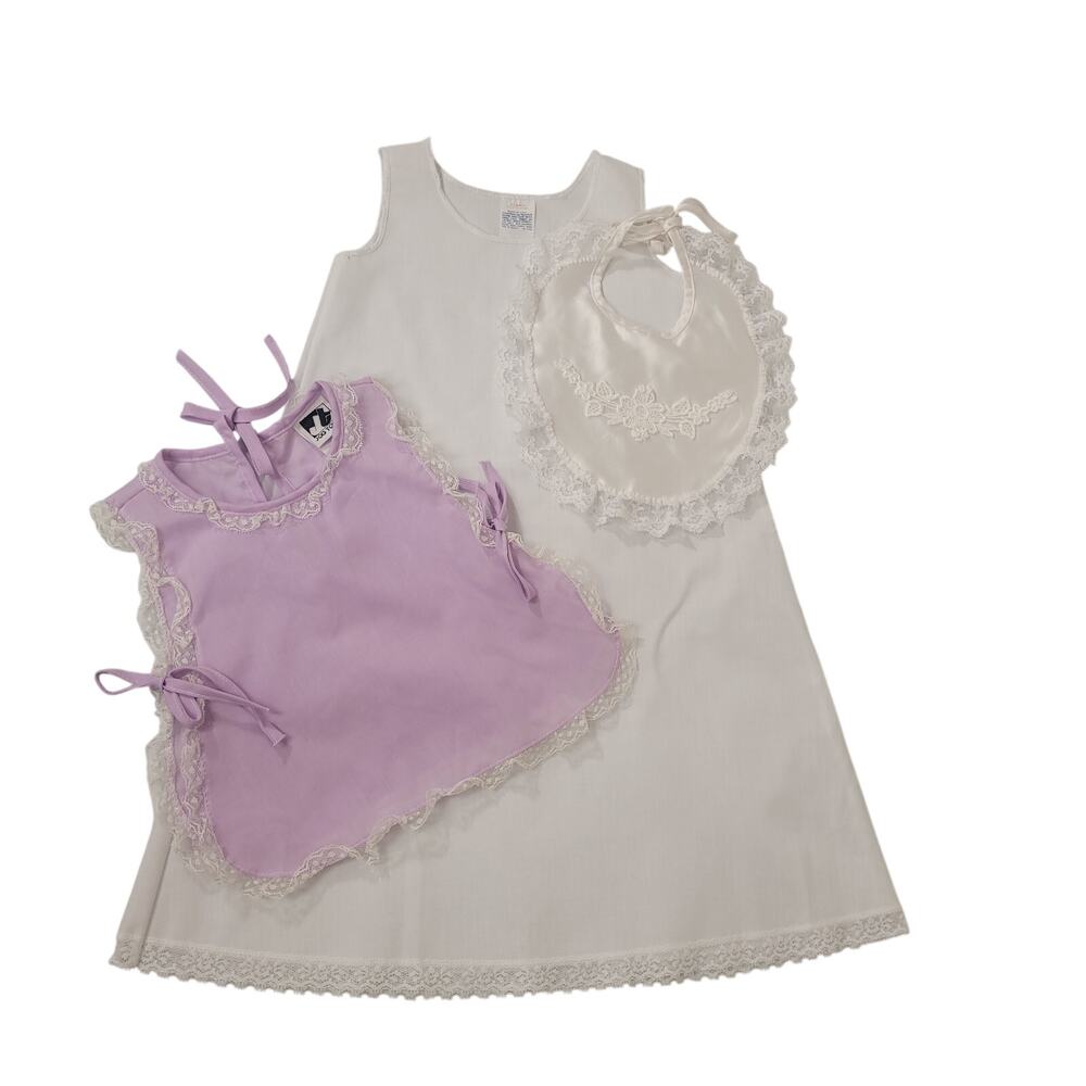 Vintage Baby Girl Clothing Lot 6M 6-9M Dress Bib Lavender Top Madonna Jog Togs